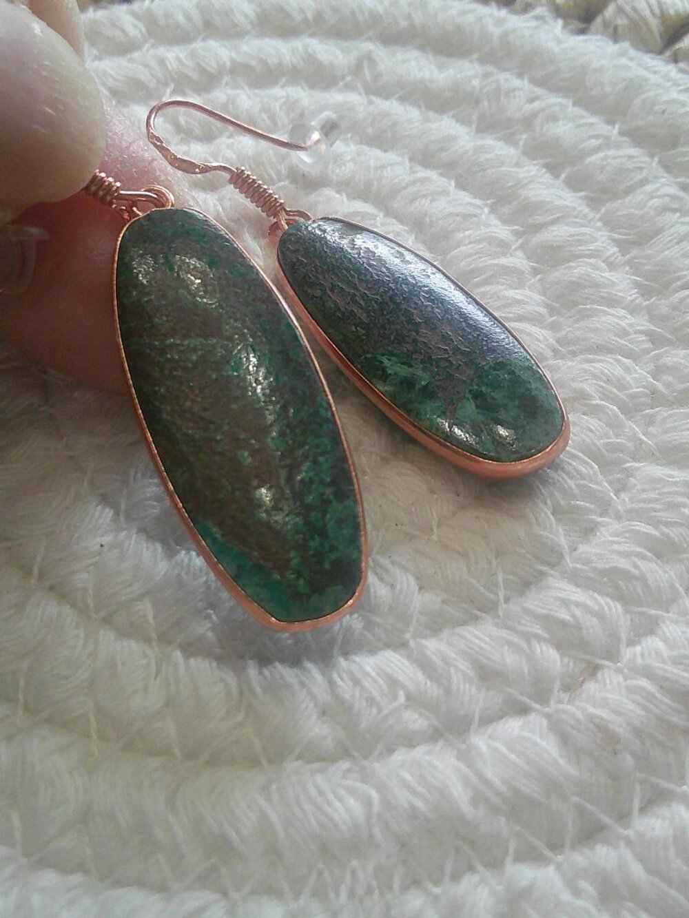 Beautiful CHRYSOCOLLA Handmade COPPER Dangle Earrings #263F